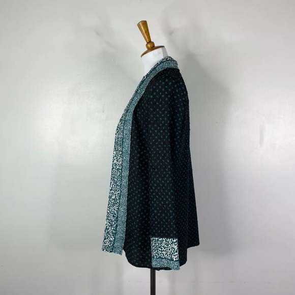 Chicos Travelers Crinkle Shirt Open Front Black Green Sz. 0 (Small) - Picture 3 of 11